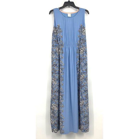 Soma Dress Maxi Blue Floral Print Sleeveless Soft High Neck - Picture 3 of 11